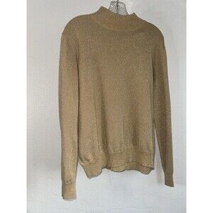 Westbound Gold Shimmer Metallic Long Sleeve Sweater Large Vintage Mock Neck